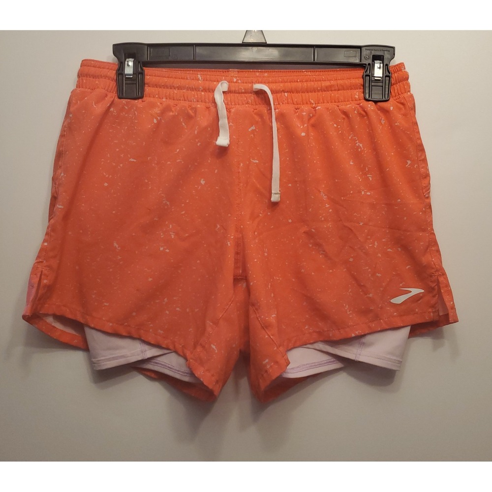 Brooks Empower Her Moment 2 in 1 Shorts‎ Women's Size XS Orange
